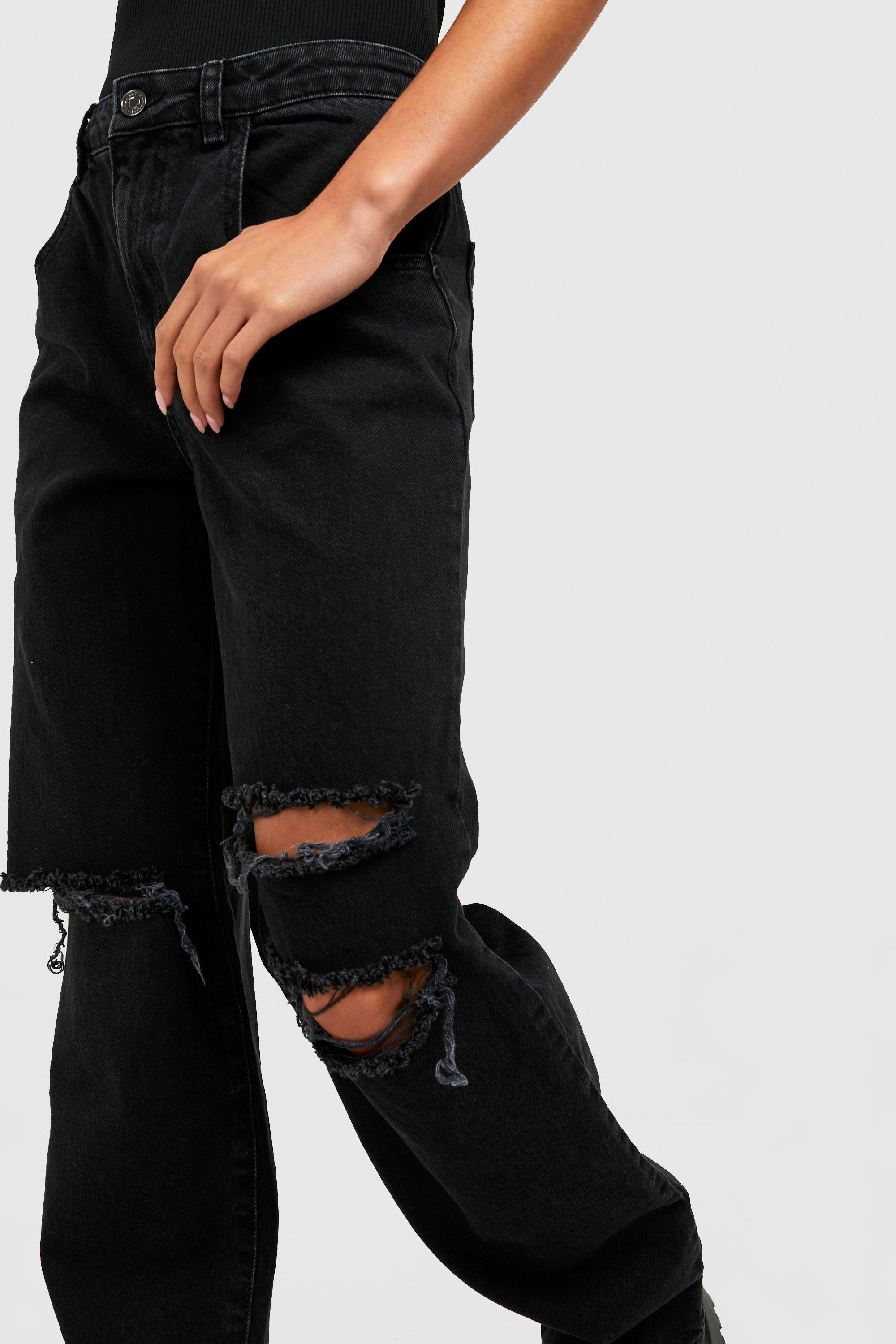 Black ripped boyfriend cheap jeans womens